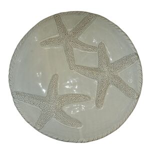 Mud Pie Starfish Collection Wide Pasta Serving Bowl White Glaze Large